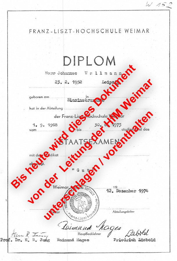 Wallmann Diplom mit Text