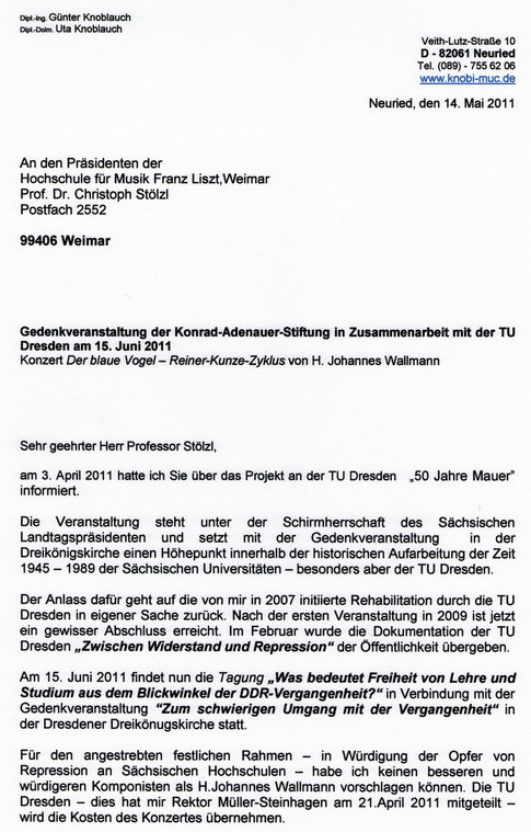 HfM - Pr�sident Prof.St�lzl, die Last des SED-Regimes