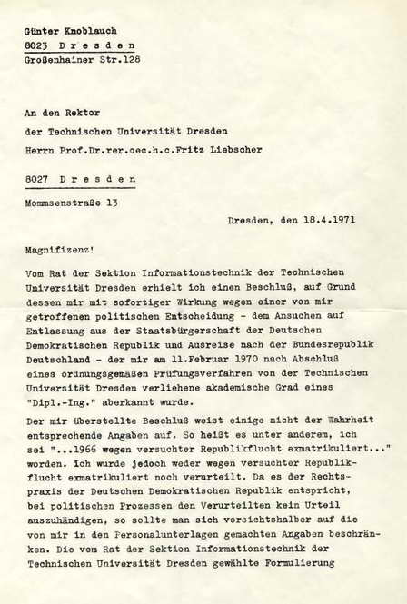TU Dresden - 1971  - Ein schwarzes  Kapitel